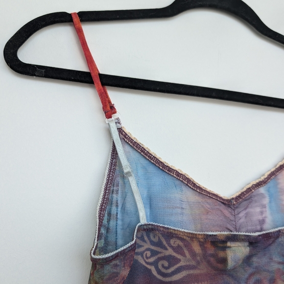 Vintage Express Rainbow Sheer Mesh Raw Hem Bow Detail Adjustable Cami Lace Trim - Picture 7 of 15